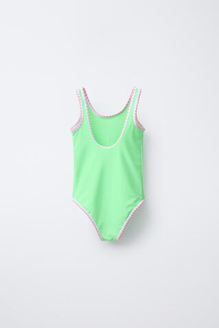 ZARA КУПАЛЬНИК С КОНТРАСТНЫМИ ДЕТАЛЯМИ, ВОДЯНИСТЫЙ ЗЕЛЕНЫЙ