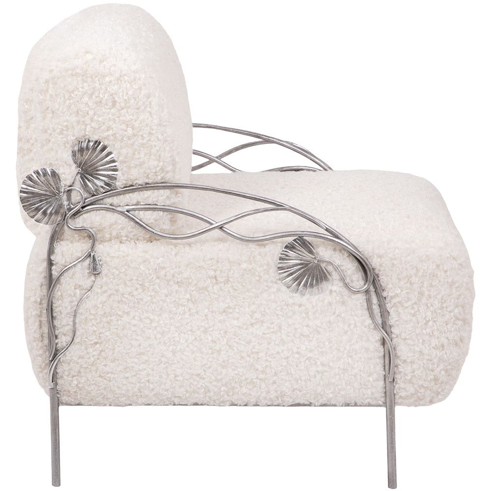 Кресло Нимфея Молоко Античное серебро