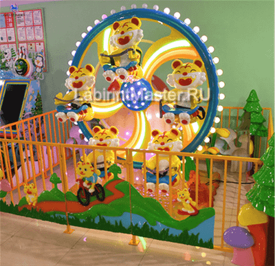 Карусель 5 мест с подъёмом «Веселые тигрята», 3,6×2,8×2,7 м
