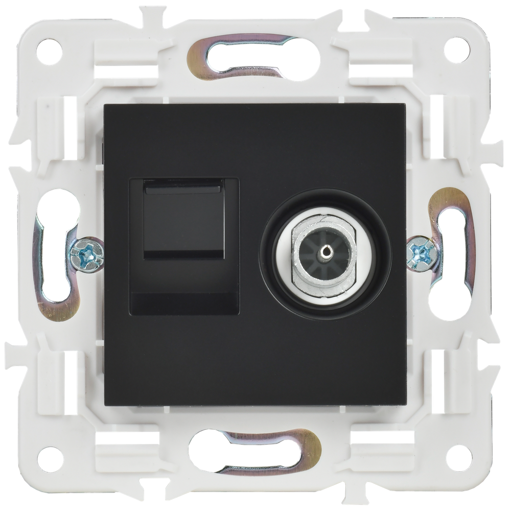 SKANDY Розетка двойная TV+RJ45 кат.6 SK-A15Bl черный IEK