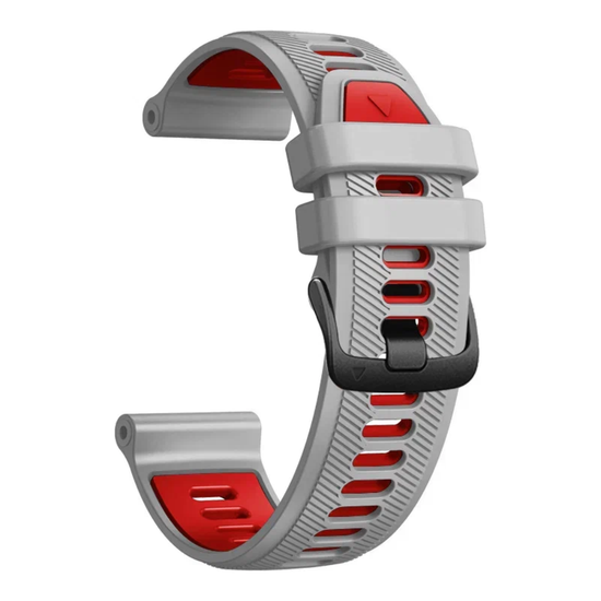 Ремешок силиконовый для Garmin Forerunner 970 / 965 / 955 / 745 (Серый Красный)