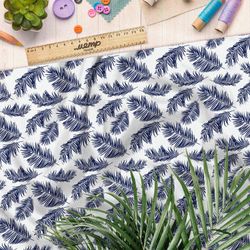 Ткань габардин синие перья