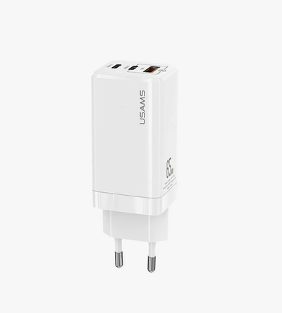 Зарядное устройство Usams US-CC180 65W 3 Ports GaN White