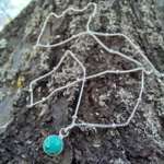 Подвеска КРУГ с цепочкой, серебро/бирюза