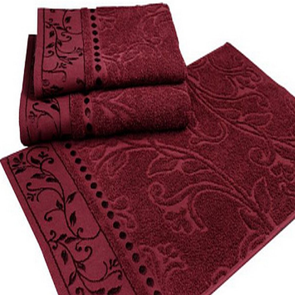 Набор из 3-х махровых полотенец "П37. Жаккард махагон" в упаковке, 100% хлопок, Россия.