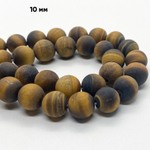 Бусины Тигровый глаз матовый, диаметр около 10-10,2 мм, цена за 19 шт (1/2 нити)