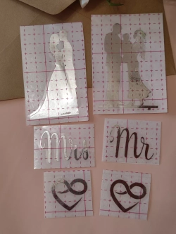 Наклейки свадебные зеркальное серебро на бокалы и бутылки.