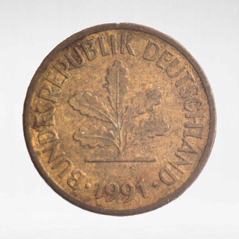 Germany, 5 Pfennigs, 1991, (Karlsruhe Mint - "G"), F