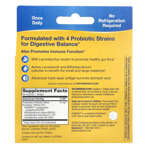 Nature's Way, Пробиотик Primadophilus® Reuteri, 1 млрд КОЕ, 60 мягких таблеток