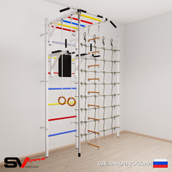 Шведская стенка Sv Sport усиленная 6230 (Турник рукоход/Брусья/Канат/Кольца/Лестница/Канатный лаз)