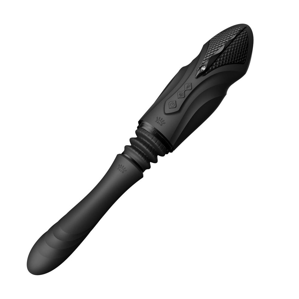 Черная секс-машина с функцией нагрева, насадками и присоской Sesh (Цвет: черный)