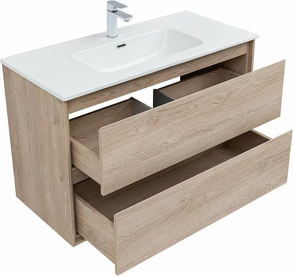 Тумба с раковиной Aquanet Милан 336385/330426 100 дуб светлый