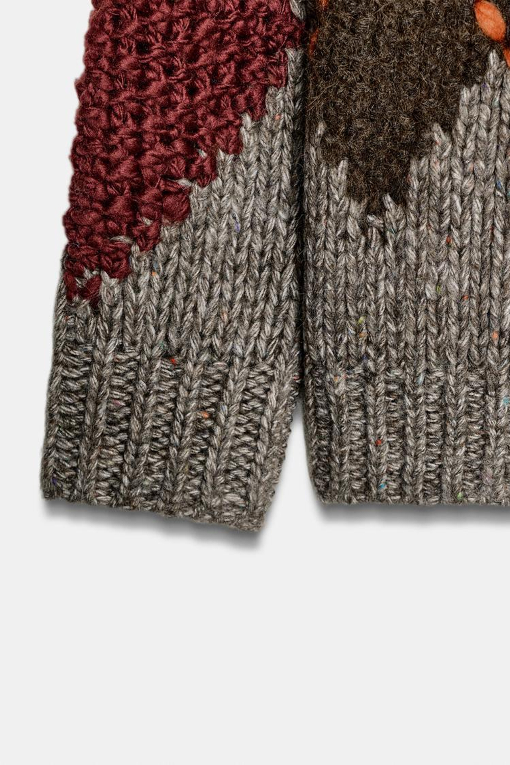 ZARА КАРДИГАН С УЗОРОМ «РОМБЫ», КОРИЧНЕВЫЙ С СЕРЫМ ОТТЕНКОМ