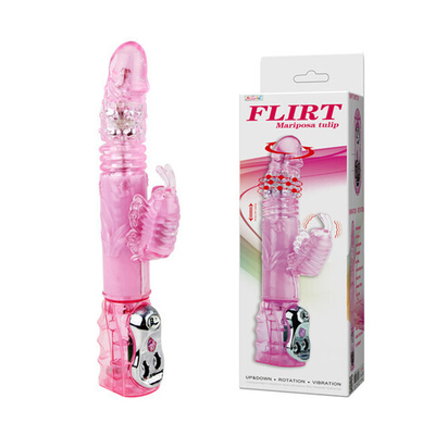 Ротационно-фрикционный вибратор с клиторальным стимулятором FLIRT (Цвет: розовый)