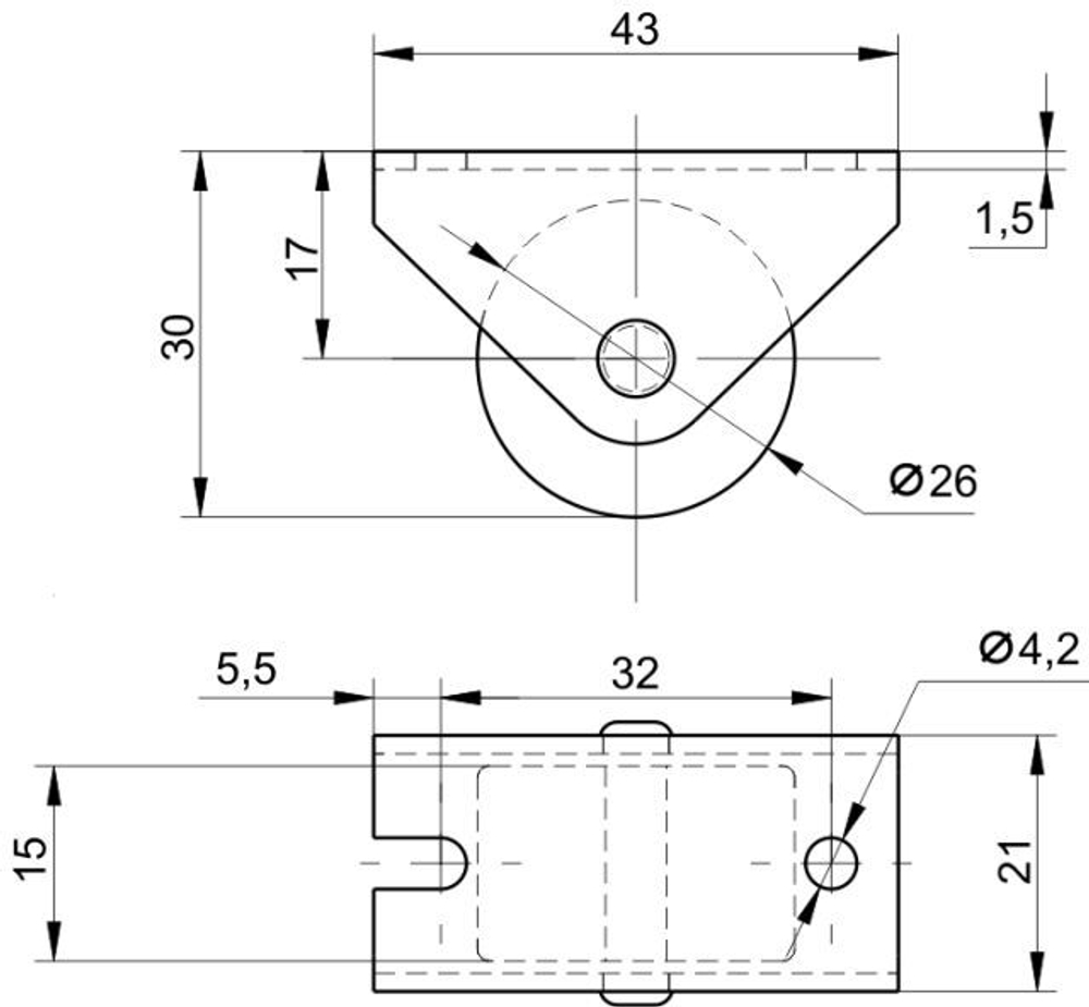 Колесо для мебели ролик для дивана 2 штуки