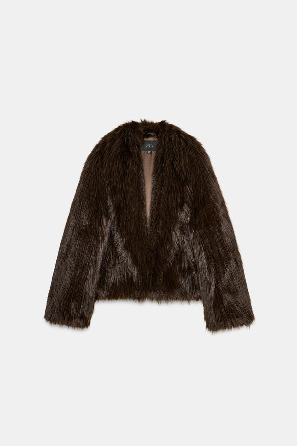 ZARA КОРОТКАЯ ШУБА ИЗ ИСКУССТВЕННОГО МЕХА, КОРИЧНЕВЫЙ