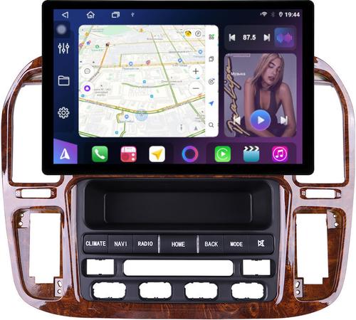 Магнитола для Toyota Land Cruiser 100, Lexus LX470 1998-2002 (климат на ШГУ, рамка дерево) - FarCar BX877 монитор 13" 2K QLED на Android 13, TS10, 6+128, CarPlay, 4G SIM-слот