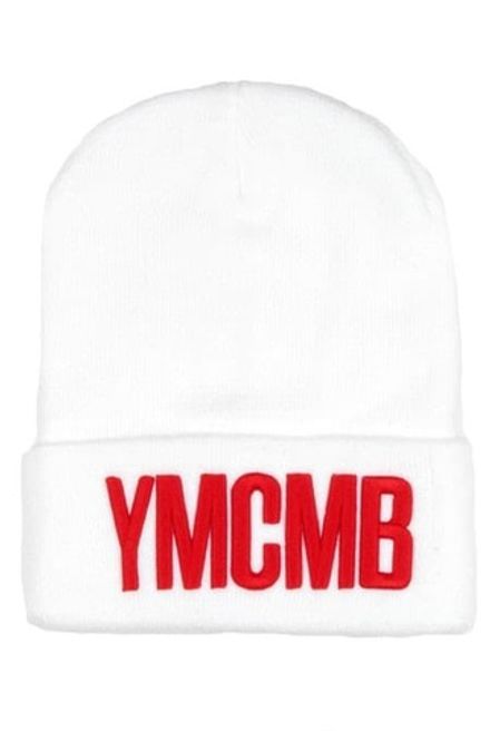 Шапка YMCMB белая с красным логотипом