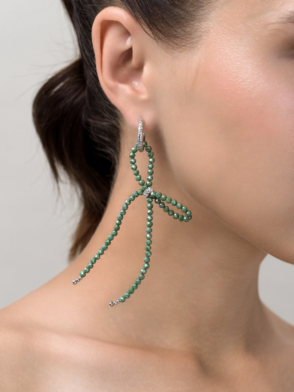 Серьги "Bow Green Zircon"