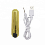 Мощная перезаряжаемая вибропуля золотого цвета (10 режимов) (Цвет: золотой)