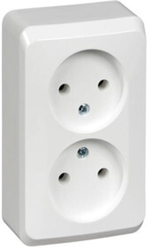 Розетка 2-м ОП 16А IP20 250В без заземл. без защ. шторок бел.