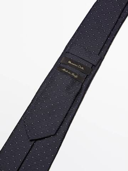 Massimo Dutti Галстук из 100% рельефного шелка, темно-синий