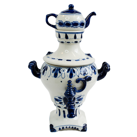 Самовар с чайником. Фарфор. СССР. Объединение Гжель.1972-1985 гг.