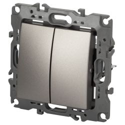 Переключатель ЭРА Серия 12 12-1106-16 двойной, 10АХ-250В, титан