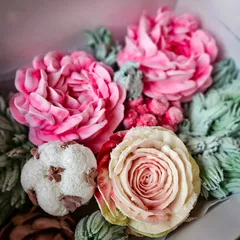 Новогодний зефир цветы «Роза и Пионы» / 16*23 см Новогодний зефир цветы «Роза и Пионы» / 16*23 см