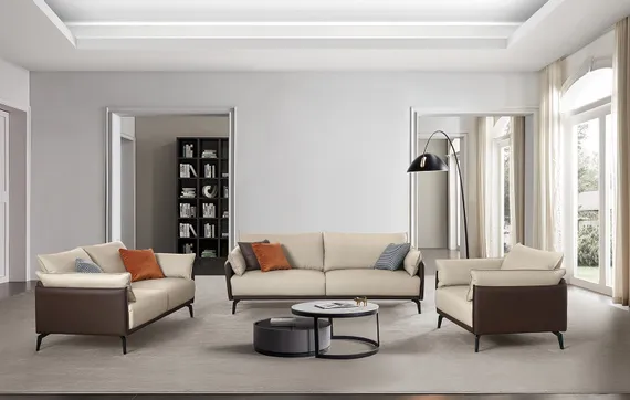 Кресло Dako, натуральная кожа, бежевый, коричневый