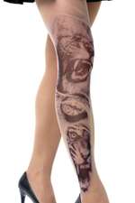 Колготки +size с принтом в виде льва и тигра (Размер: XL-XXL-XXXL) (Цвет: бежевый)