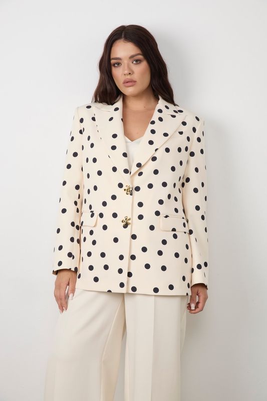 Жакет однобортный, принт горох