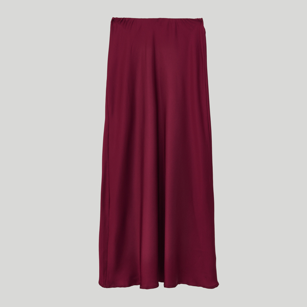 Silk Long Skirt Burgundy