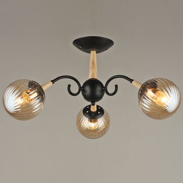 Люстра потолочная Reluce E27 04886-0.3-03 BK+WOOD