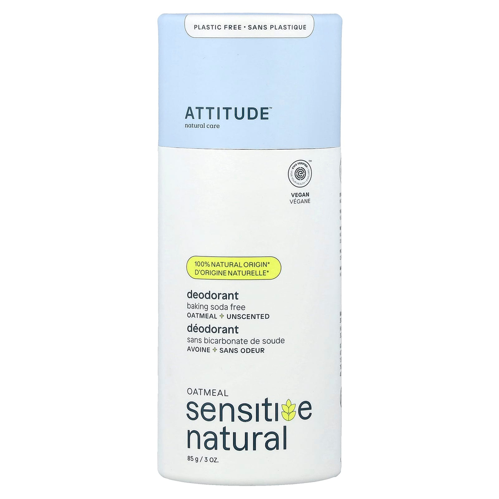 ATTITUDE, Oatmeal Sensitive Natural, дезодорант, без запаха, 85 г (3 унции)