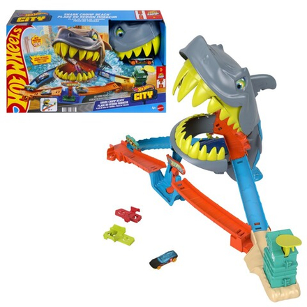 Hot Wheels - Гоночная трасса Акула НА ПЛЯЖЕ + машина JHL96
