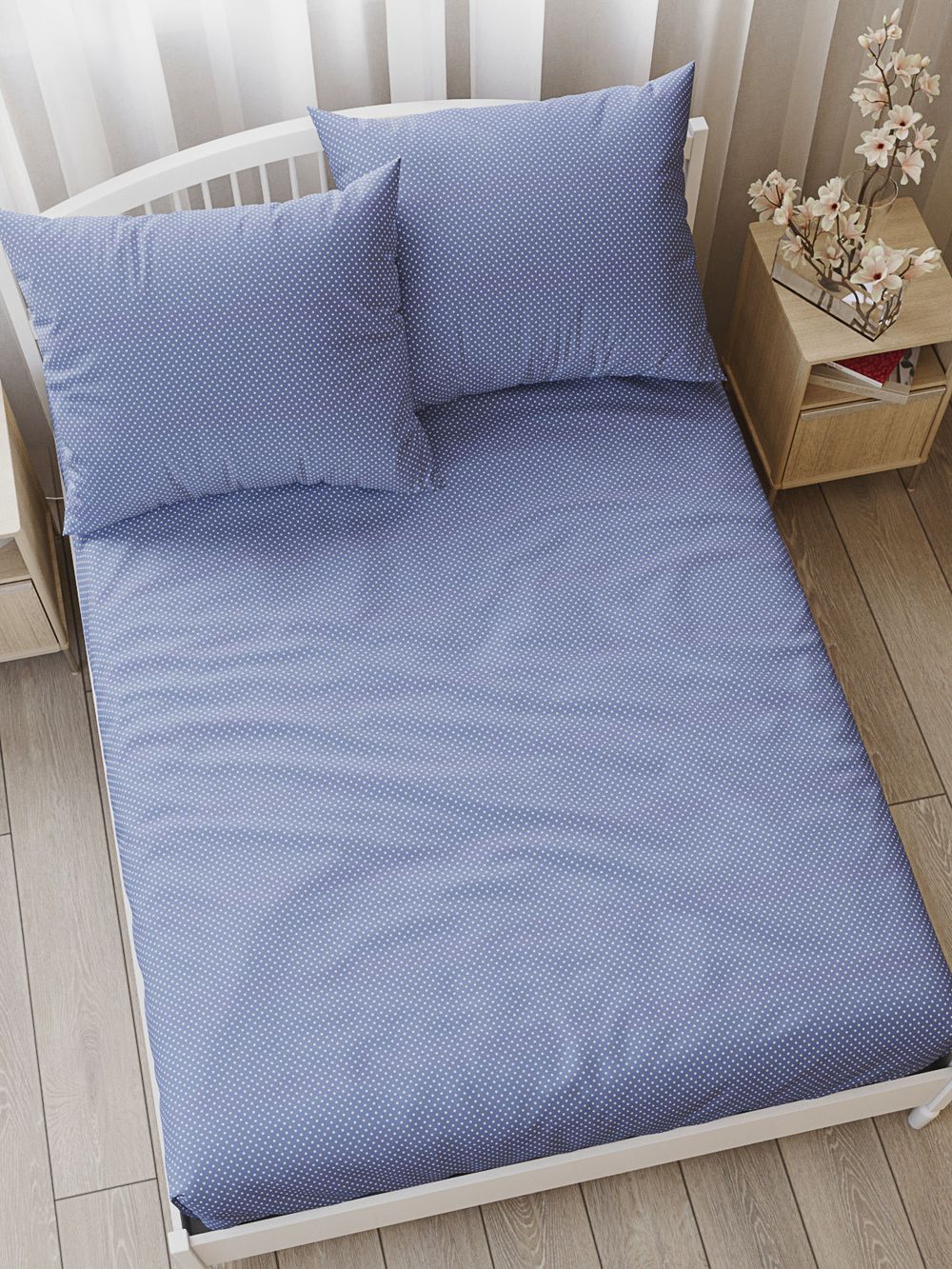 Постельное белье перкаль Сказка "Нежность" евро Наволочка 50х70 см 2 шт Простынь на резинке 180x200 см Пододеяльник 200x215 см