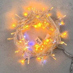Светодиодная нить 100 желтых LED ламп с мерцанием, 10 м., 24В., прозрачный провод ПВХ, LTC (PST100BLW-10-1Y)