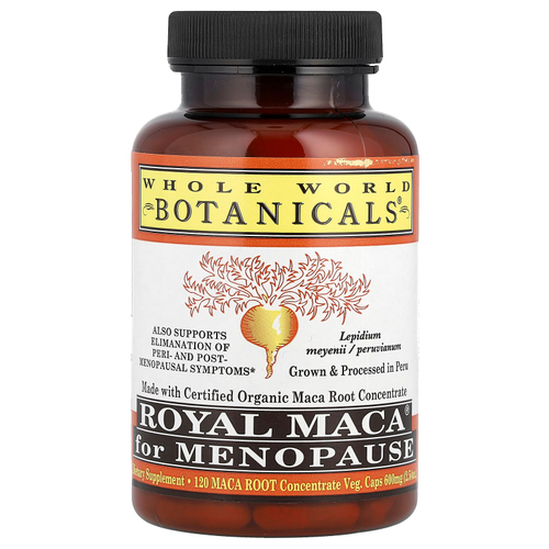 Whole World Botanicals, Royal Maca®, при менопаузе, 120 растительных ингредиентов Капсулы