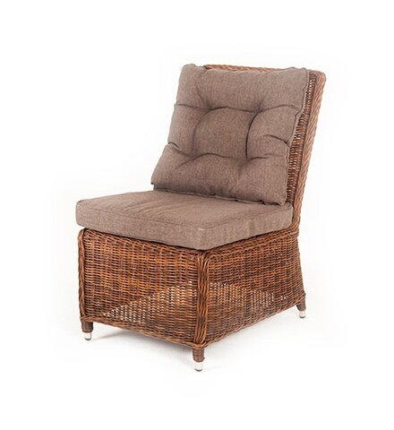 Бергамо, плетеный центральный модуль дивана, диван коричневый/соломенный, искусственный ротанг