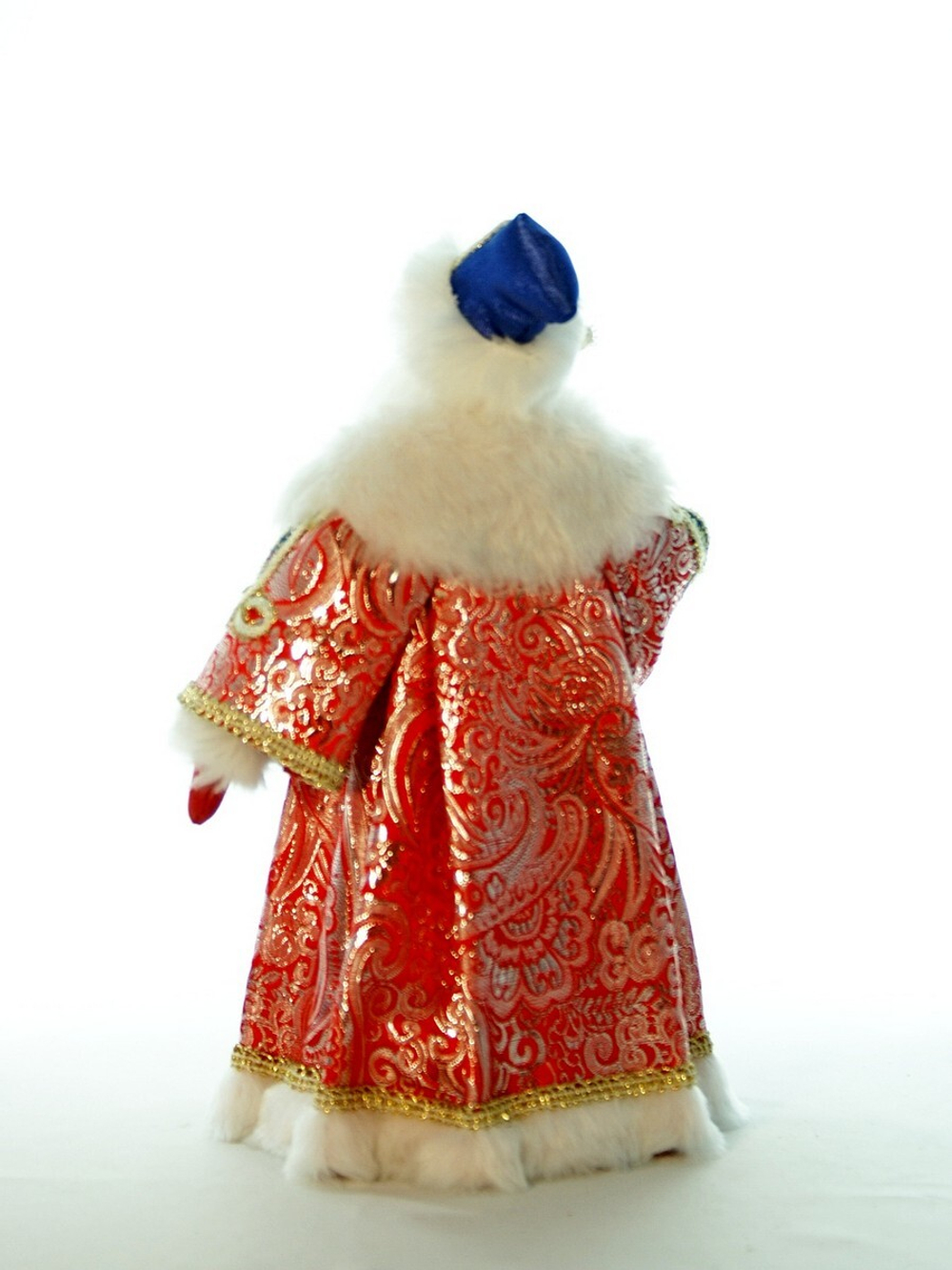 Кукла фарфоровая Дед Мороз в боярской шубе из парчи