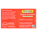 Twinings, чистый черный чай, "Английский завтрак", без кофеина, 50 чайных пакетиков, 100 г (3,53 унции)