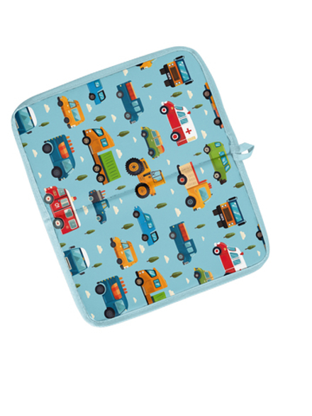 Коврик в садик для переобувания 30х36 см, Машинки принт (голубой)