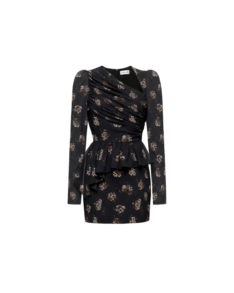 Онелла мини (Onella mini), платье мини из черного шифона с цветочным принтом