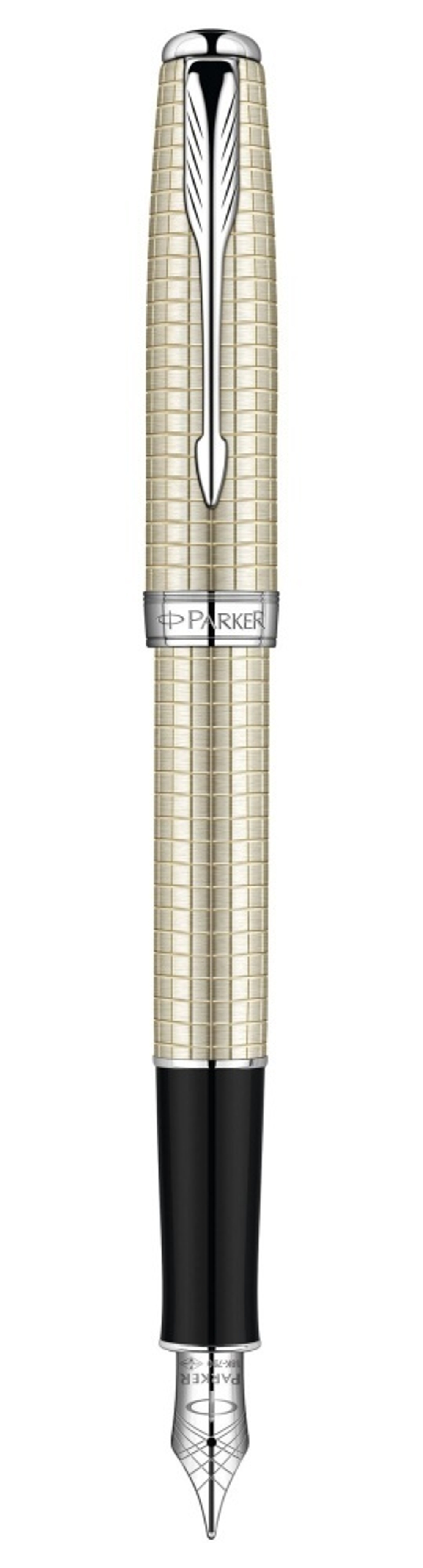 Перьевая ручка Parker Sonnet`10  Cisele Decal,  F535 (серебро 925 пробы) цвет: Silver CT, перо: Fblk, 18К