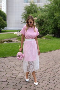 Платье-футболка из хлопка в розовом цвете