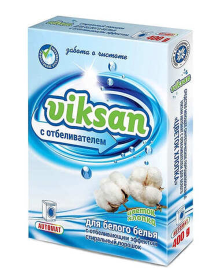 Стиральный порошок "Viksan автомат" с отбеливателем для белого Цветок хлопка 400г. Аквасан