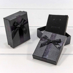 Коробка Ювелирная 7х9х3 см Набор 2 шт с бантом (Черный)