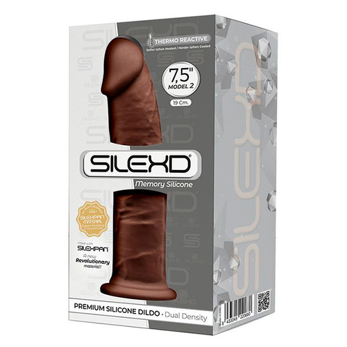 Темно-коричневый фаллоимитатор 19,2см на присоске SilexD Premium Silicone Dildo 7,5" Model 2