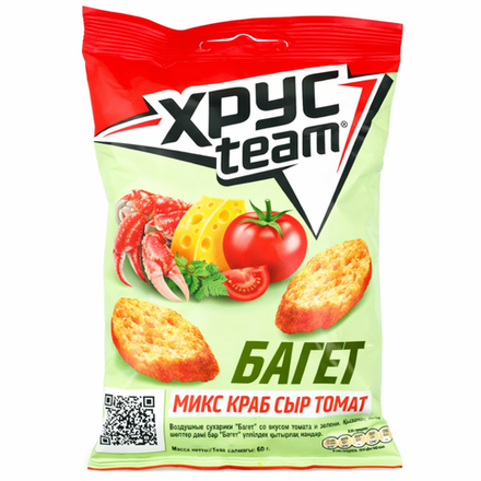 Сухарики Xpycteam Микс Томат Краб Сыр 60 гр